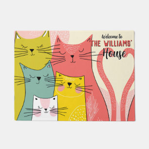 Minimalistic Siberian Cat Mom Dad DIY Outdoor Doormat