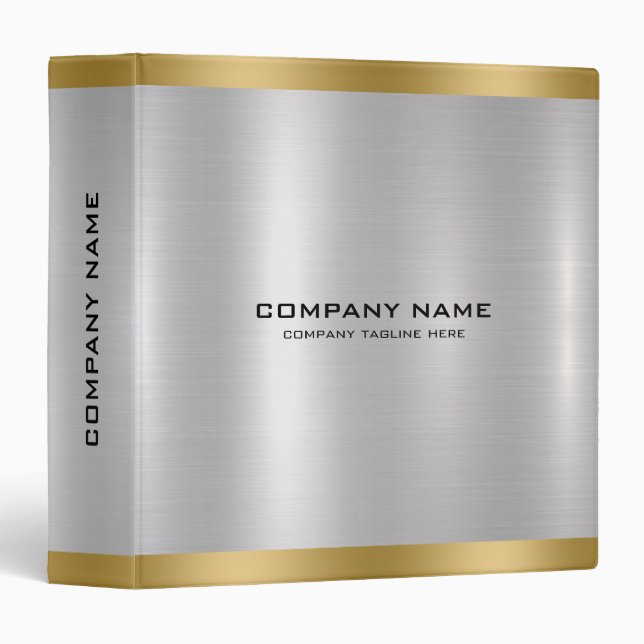 Minimalistic Silver And Gold Metallic Texture  3 Ring Binder (Front/Spine)