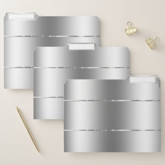 Minimalistic Silver-Gray Faux Stainless Steel File Folder