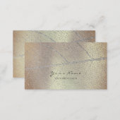 Minimalistic Silver Gray Leaf Rose Gold Copper Business Card (Front/Back)