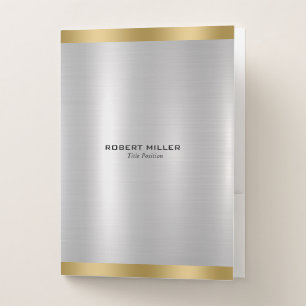 Minimalistic Silver & Silver border Texture  Pocket Folder