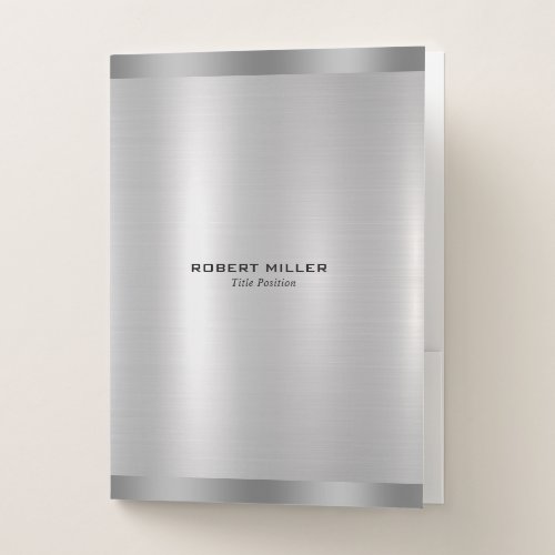 Minimalistic Silver  Silver border Texture  Pocket Folder