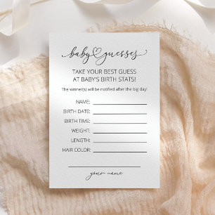 Minimalistic simple Baby Prediction Game Card