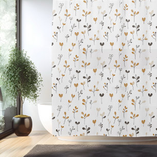 Minimalistic Simple Flower Line Art Shower Curtain