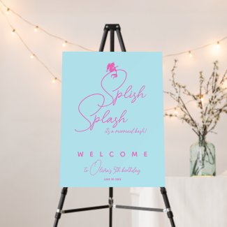 Minimalistic Simple Girl Mermaid Birthday Welcome