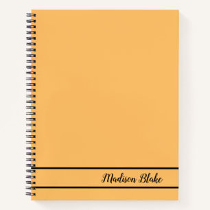 Minimalistic Simple Orange Customizable Name Notebook