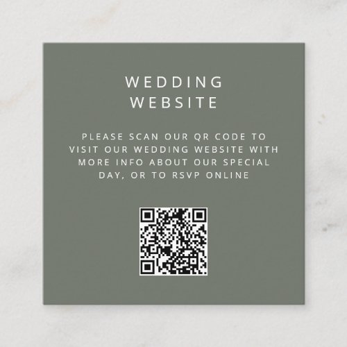 Minimalistic simple QR Code wedding website Enclosure Card