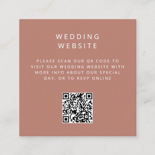 Minimalistic simple QR Code wedding website Enclosure Card