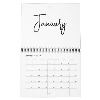 Minimalistic Simple Script Writing Months any year Calendar | Zazzle
