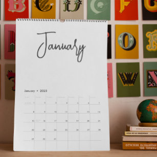 Minimalistic Simple Script Writing Months any year Calendar