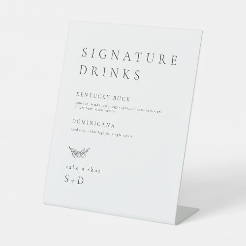 Minimalistic Simple Signature Drinks Wedding Sign