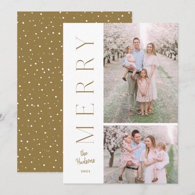 Minimalistic Simple Typography 2-Photo Holiday Car Card (Front/Back)