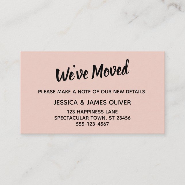 Minimalistic Simple We've Moved Blush Pink Card (Front)