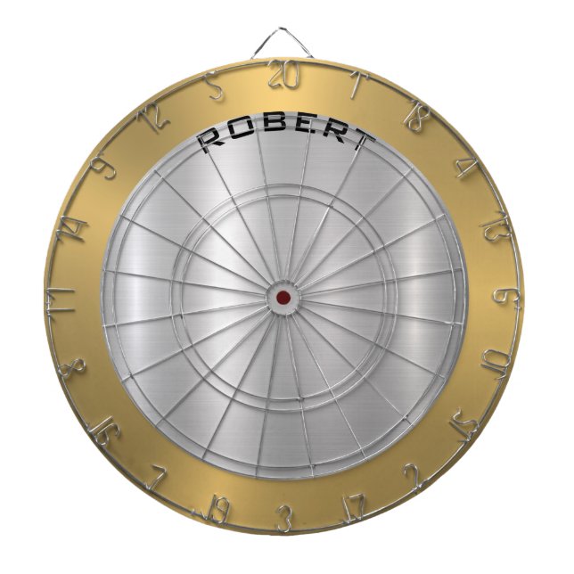 Minimalistic Slick Silver & Gold Metallic Texture  Dart Board (Front)