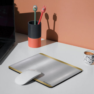 Minimalistic Slick Silver & Gold Metallic Texture  Mouse Pad