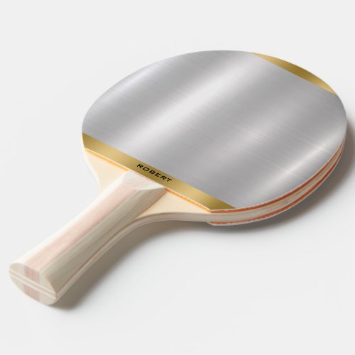 Minimalistic Slick Silver  Gold Metallic Texture  Ping Pong Paddle