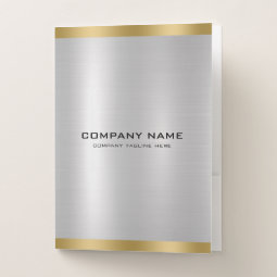 Minimalistic Slick Silver & Gold Metallic Texture Pocket Folder | Zazzle