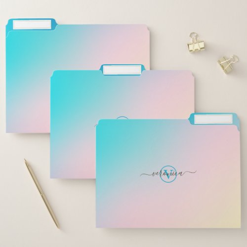 Minimalistic Soft Gradient Modern Monogram File Folder