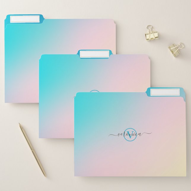 Minimalistic Soft Gradient Modern Monogram File Folder (Set)