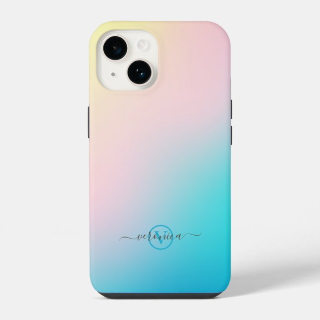 Minimalistic Soft Gradient Modern Monogram Iphone Case (Back)