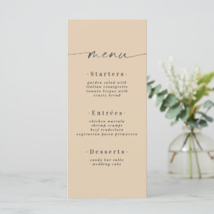 Minimalistic Solid Color Dusty Yellow Gold Wedding Menu