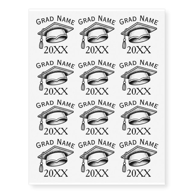 Minimalistic Stippling Graduation Class 20XX Temporary Tattoos (Front)