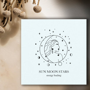 Minimalistic sun moon star Business card