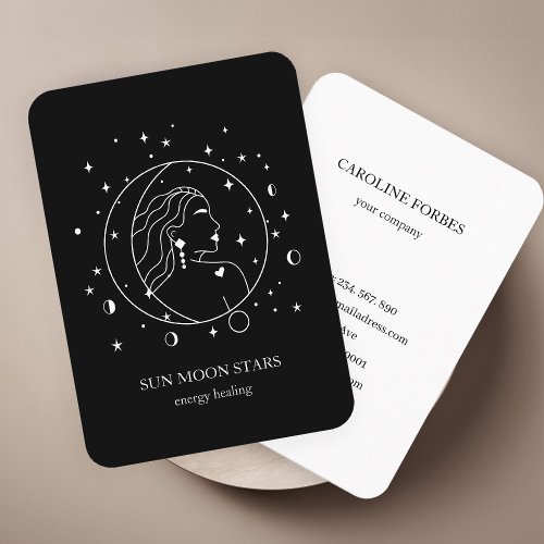 Minimalistic sun moon star Business card