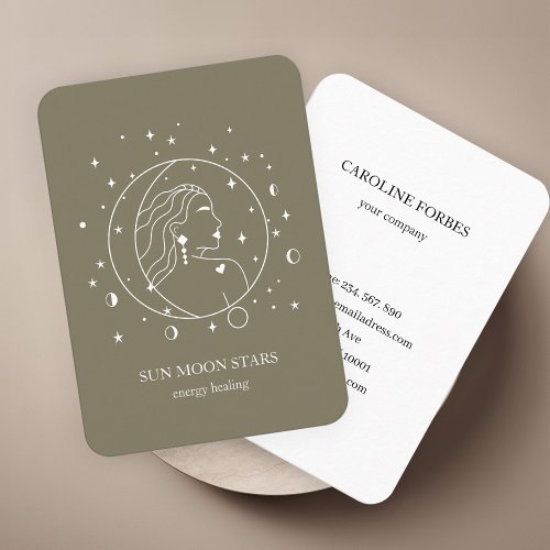 Minimalistic sun moon star Business card