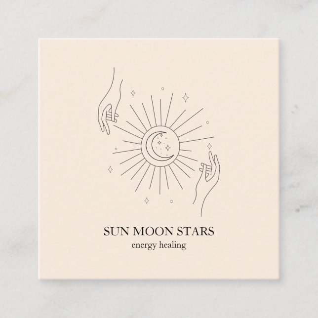Minimalistic sun moon star Business card (Front)