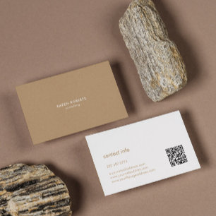 Minimalistic Tan Linen White Typography Business Card