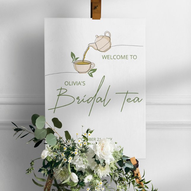 Minimalistic Tea Party Bridal Shower Welcome Foam Board (Creator Uploaded)