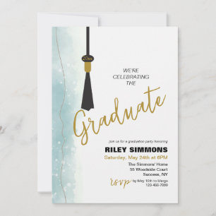 Minimalistic Teal Graduation Invitation
