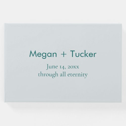 Minimalistic Teal on Blue Text_Based Wedding Guest Book