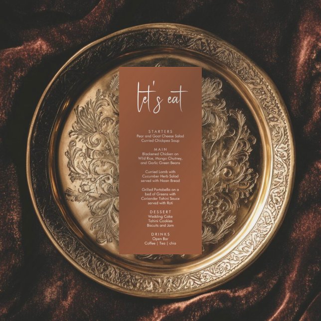 Minimalistic terracotelegant simple modern wedding menu (Creator Uploaded)