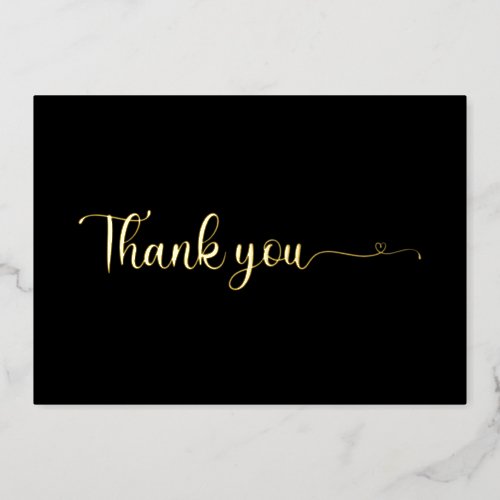 Minimalistic Thank You Black Gold Foil Card