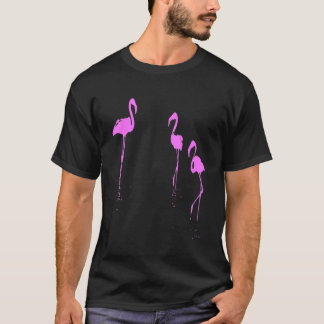 Minimalistic Three Flamingos Silhouette In Pink T-Shirt