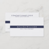 Minimalistic Tin Navy Blue Stripes On White Business Card (Front/Back)
