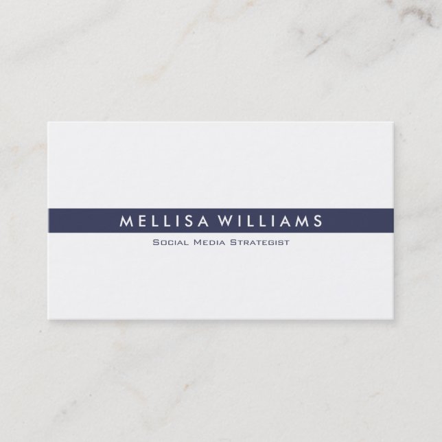Minimalistic Tin Navy Blue Stripes On White Business Card (Front)