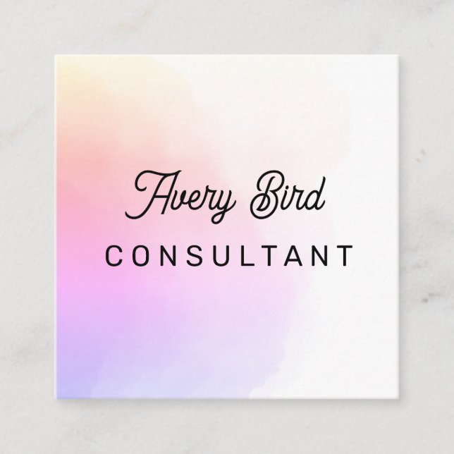 Minimalistic Trending Water Color Business Card (Front)