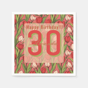 Minimalistic Tulip Floral Wife’S Birthday Napkins