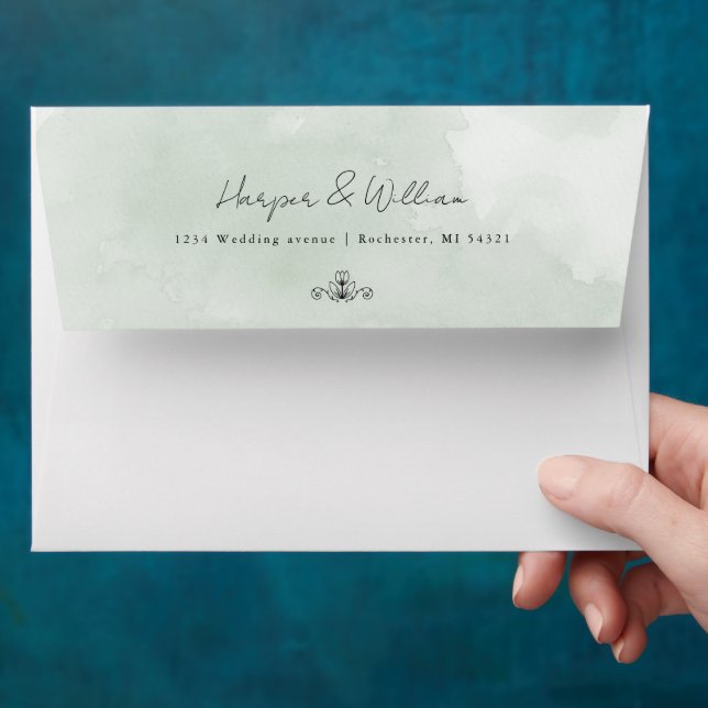 Minimalistic tulip logo address wedding envelope (Hand)