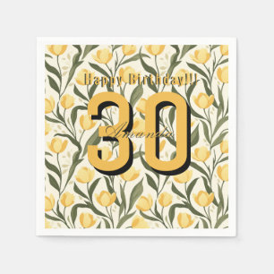Minimalistic Tulip Themed Birthday Event Napkins
