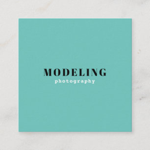 Minimalistic Turquois & White Modeling Photography Square Business Card