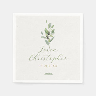  Minimalistic Tuscany Olive Leaves Branch Napkins