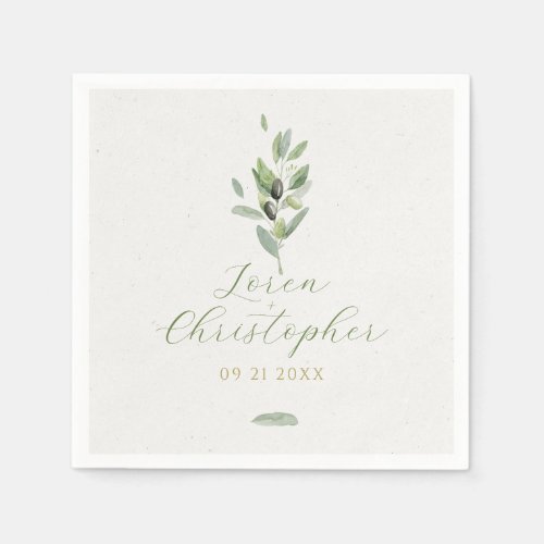  Minimalistic Tuscany Olive Leaves Branch Napkins