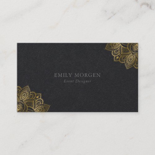 Minimalistic Typography Gold Tribal Paisley Accent Business Card
