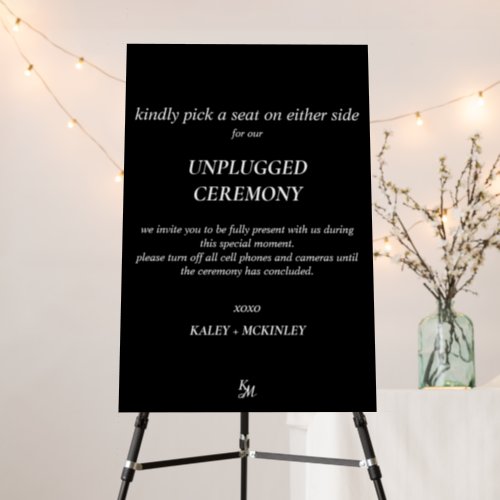 minimalistic unplugged ceremony wedding sign