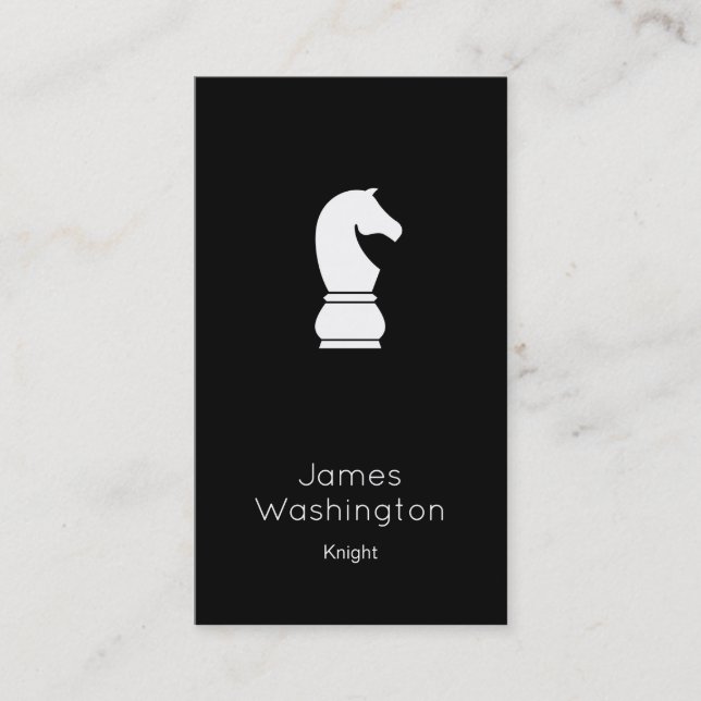 Minimalistic Vintage Chess Knight Business Card (Front)