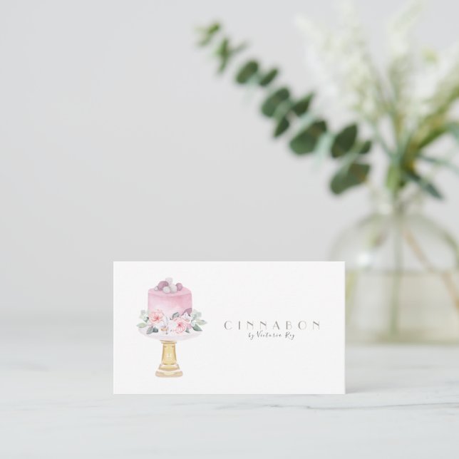 Minimalistic | Watercolor | Bakery | Catere | Cake Business Card (Standing Front)